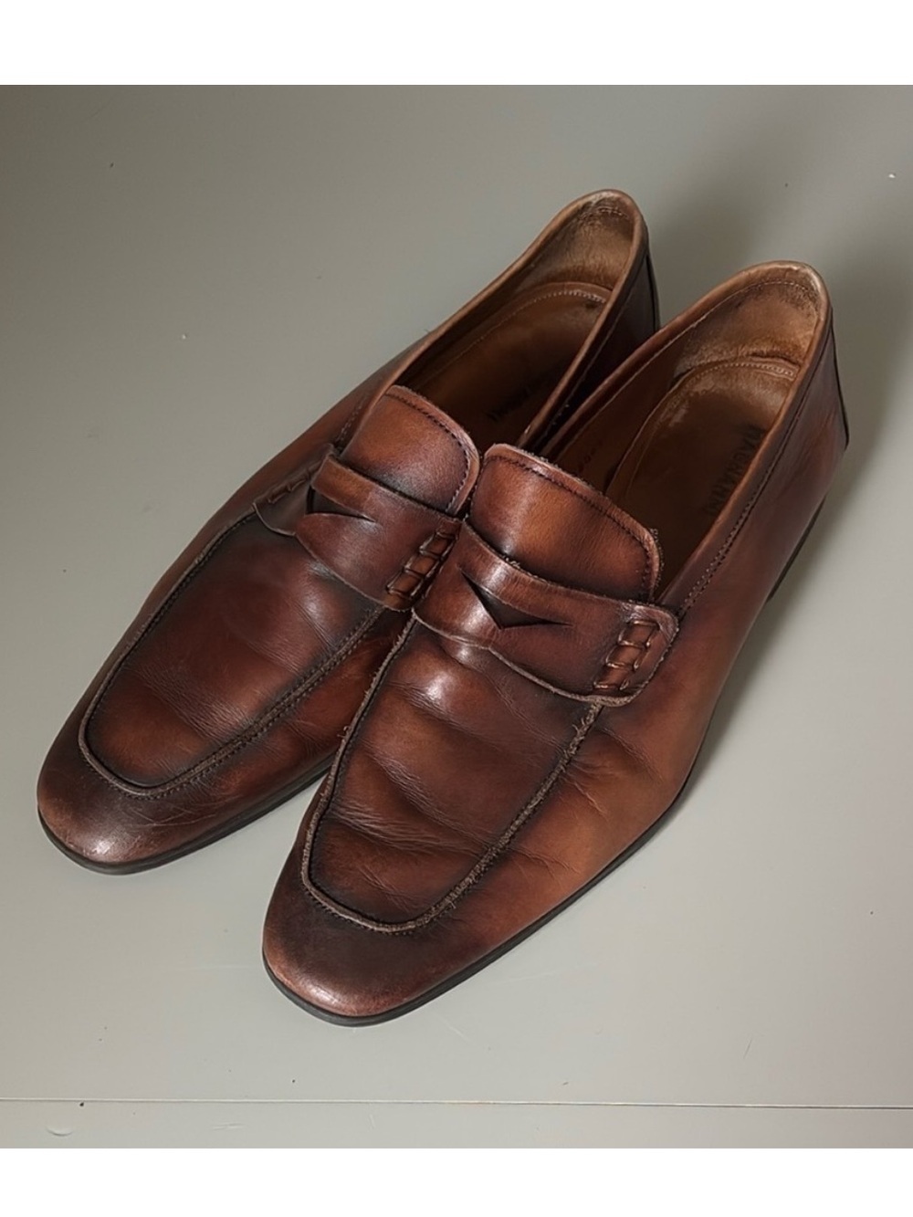 Magnanni Leather Penny Loafers Men’s Size 9M – Burnished Brown Slip-On